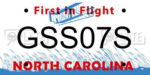 GSS07S North Carolina License Plate