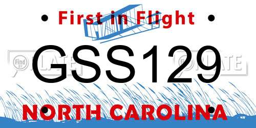 GSS129 North Carolina License Plate