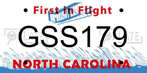 GSS179 North Carolina License Plate