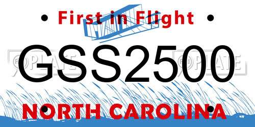 GSS2500 North Carolina License Plate