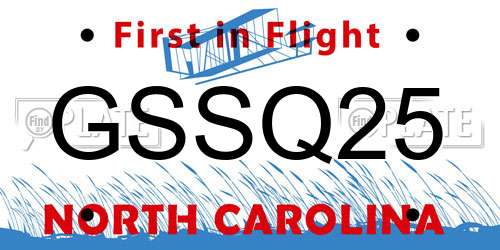 GSSQ25 North Carolina License Plate