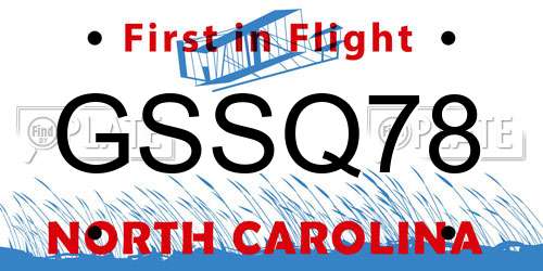 GSSQ78 North Carolina License Plate