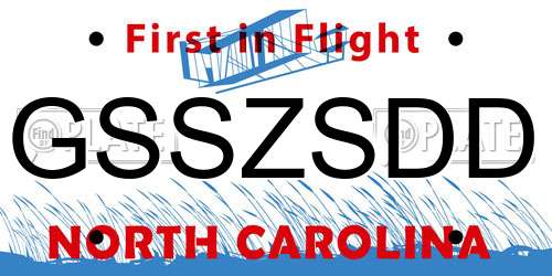 GSSZSDD North Carolina License Plate