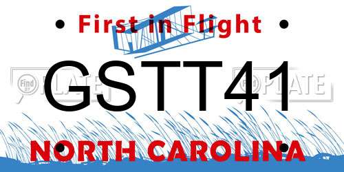 GSTT41 North Carolina License Plate