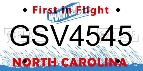 GSV4545 North Carolina License Plate