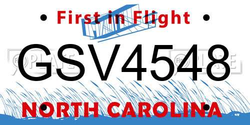 GSV4548 North Carolina License Plate