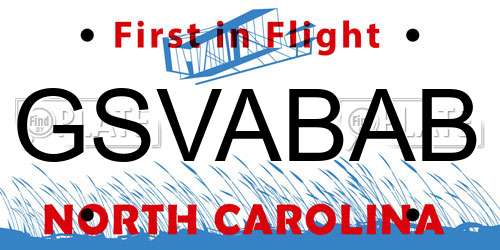 GSVABAB North Carolina License Plate