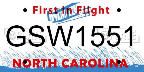 GSW1551 North Carolina License Plate