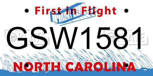 GSW1581 North Carolina License Plate
