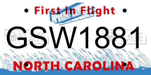GSW1881 North Carolina License Plate