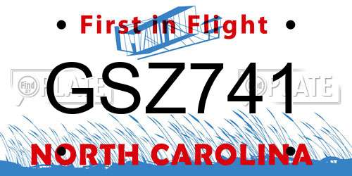 GSZ741 North Carolina License Plate