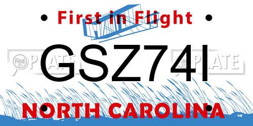 GSZ74I North Carolina License Plate