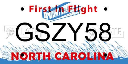 GSZY58 North Carolina License Plate
