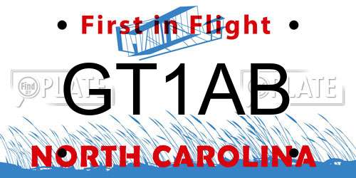 GT1AB North Carolina License Plate