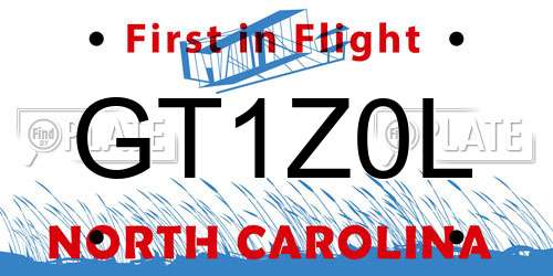 GT1Z0L North Carolina License Plate