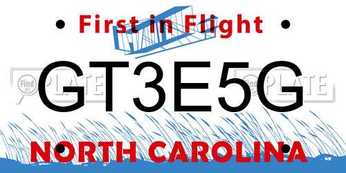GT3E5G North Carolina License Plate