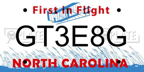 GT3E8G North Carolina License Plate