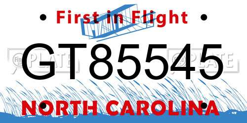 GT85545 North Carolina License Plate