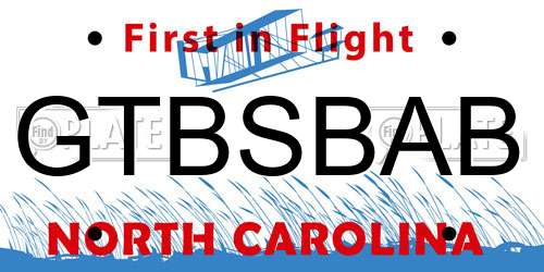 GTBSBAB North Carolina License Plate