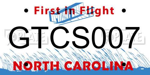 GTCS007 North Carolina License Plate