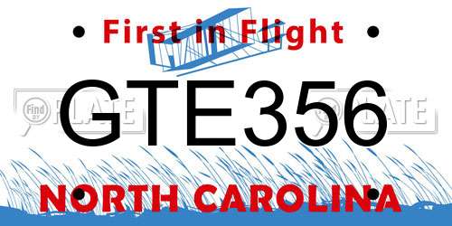 GTE356 North Carolina License Plate
