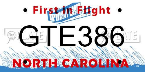 GTE386 North Carolina License Plate