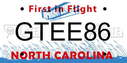 GTEE86 North Carolina License Plate