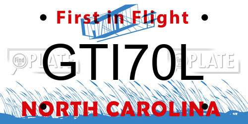 GTI70L North Carolina License Plate