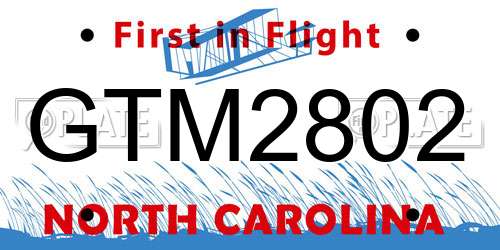 GTM2802 North Carolina License Plate