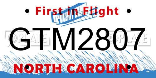 GTM2807 North Carolina License Plate