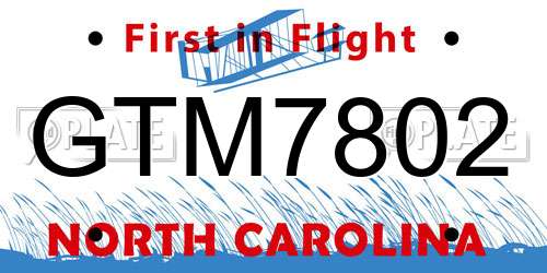 GTM7802 North Carolina License Plate