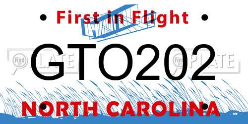 GTO202 North Carolina License Plate