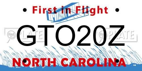 GTO20Z North Carolina License Plate