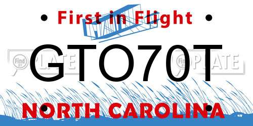 GTO70T North Carolina License Plate