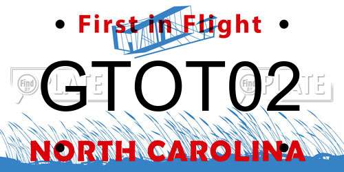 GTOT02 North Carolina License Plate