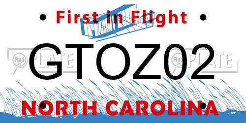 GTOZ02 North Carolina License Plate