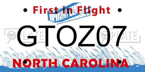 GTOZ07 North Carolina License Plate