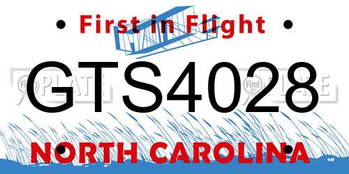 GTS4028 North Carolina License Plate