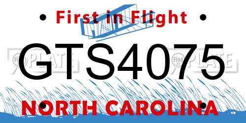 GTS4075 North Carolina License Plate