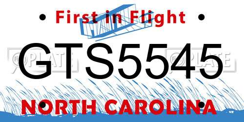 GTS5545 North Carolina License Plate