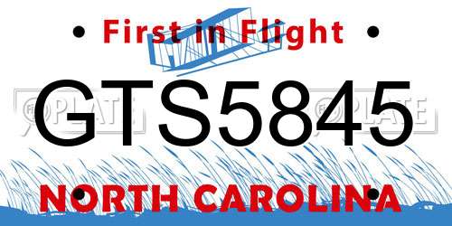 GTS5845 North Carolina License Plate