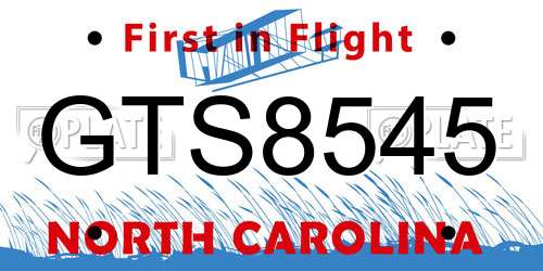 GTS8545 North Carolina License Plate