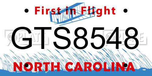 GTS8548 North Carolina License Plate