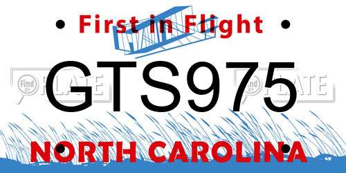GTS975 North Carolina License Plate