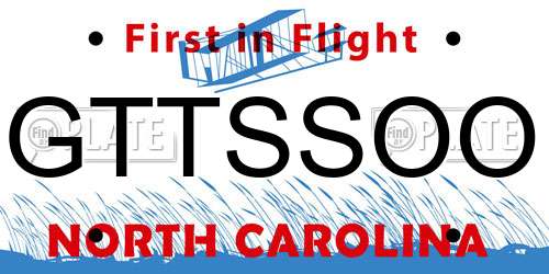 GTTSSOO North Carolina License Plate