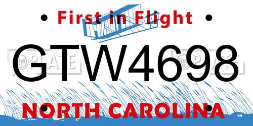GTW4698 North Carolina License Plate