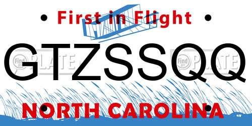 GTZSSQQ North Carolina License Plate