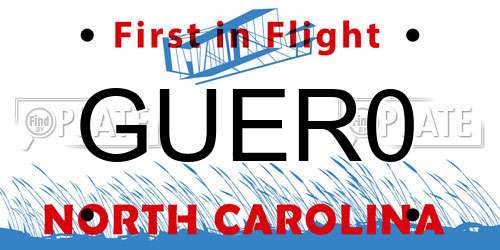 GUER0 North Carolina License Plate