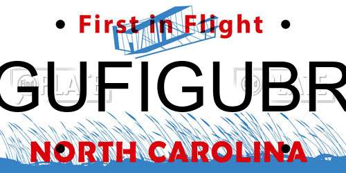 GUFIGUBR North Carolina License Plate
