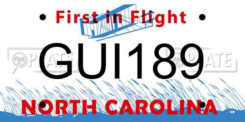 GUI189 North Carolina License Plate